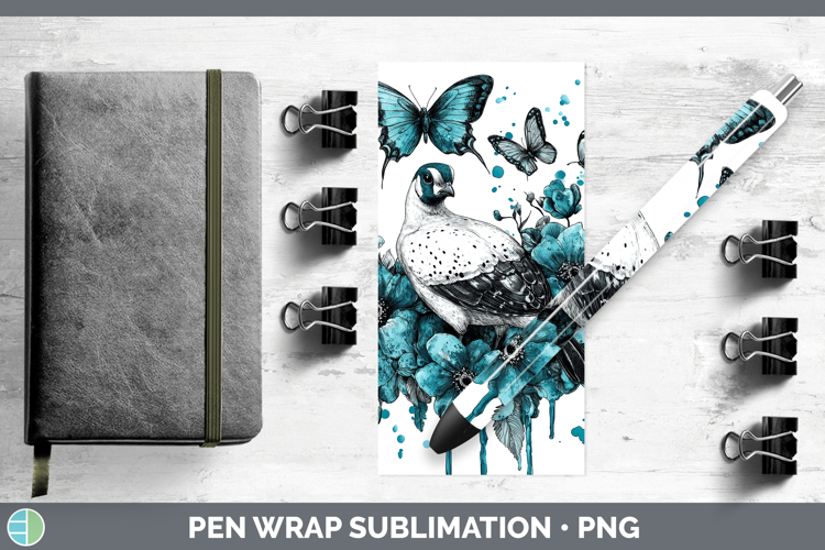 Guinea Hen Farm Teal Drips Pen Wrap Sublimation Design