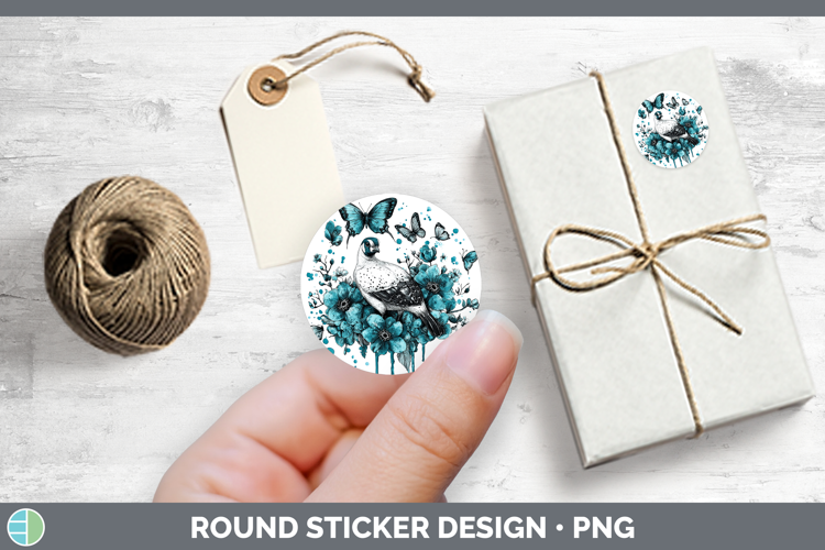 Guinea Hen Farm Teal Drips Stickers Design