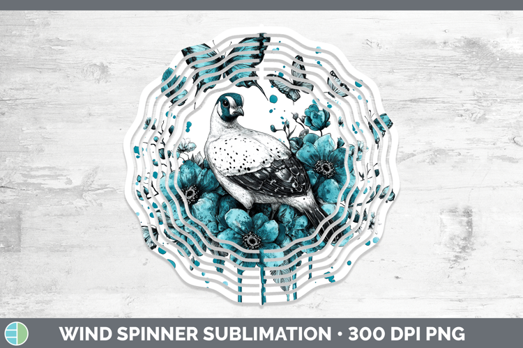 Guinea Hen Farm Teal Drips Wind Spinner Sublimation Design