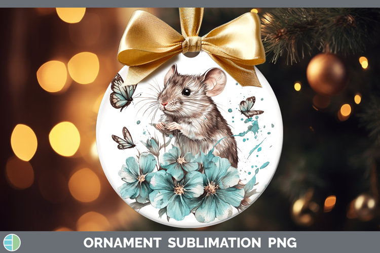 Mouse Farm Teal Drips Ornament Sublimation Design