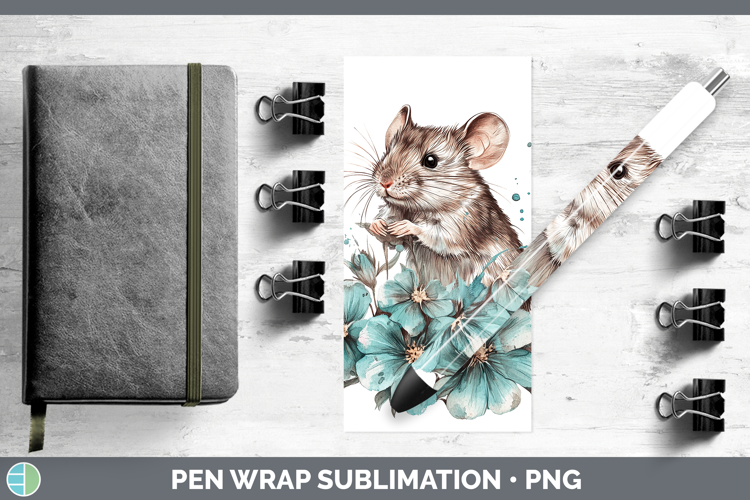 Mouse Farm Teal Drips Pen Wrap Sublimation Design