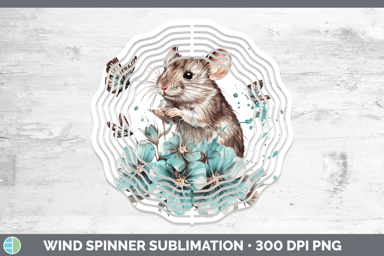 Mouse Farm Teal Drips Wind Spinner Sublimation Design