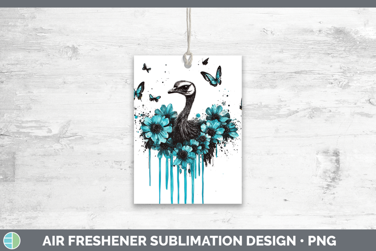 Ostrich Farm Teal Drips Air Freshener Sublimation Design