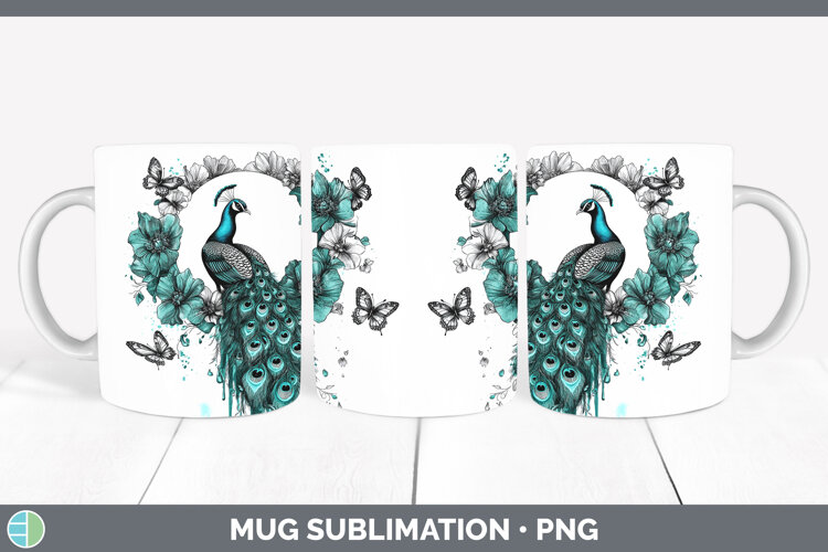 GorgeousFarm Teal Drips Mug Wrap design.