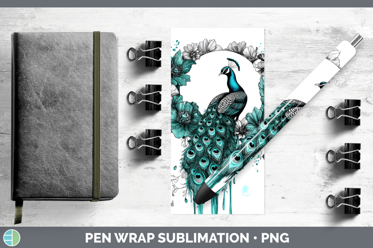 Peacock Farm Teal Drips Pen Wrap Sublimation Design