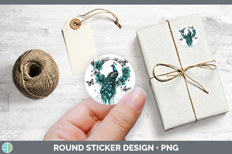 Peacock Farm Teal Drips Stickers Design