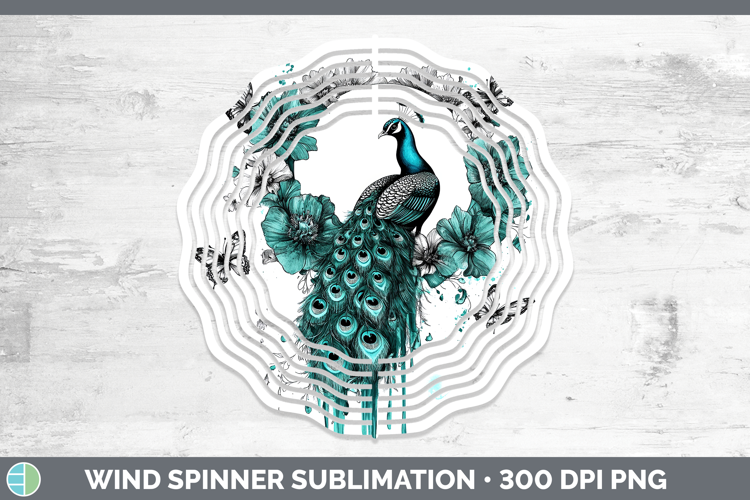 Peacock Farm Teal Drips Wind Spinner Sublimation Design