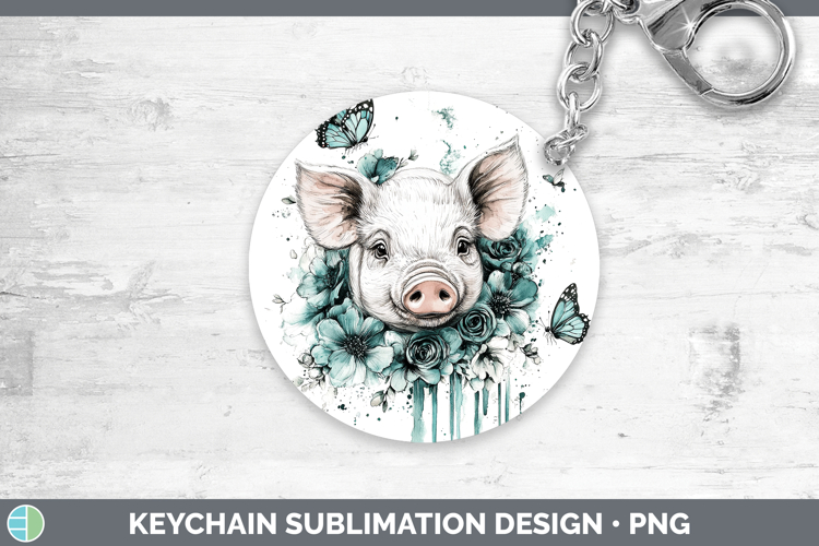 Pig Farm Teal Drips Keychain Sublimation Design