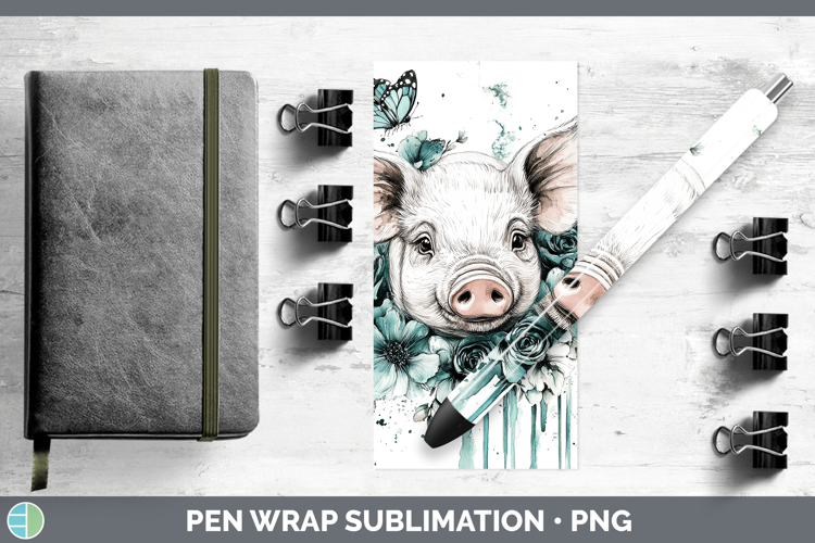 Pig Farm Teal Drips Pen Wrap Sublimation Design