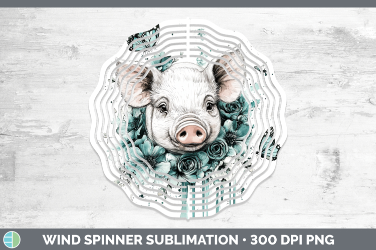 Pig Farm Teal Drips Wind Spinner Sublimation Design