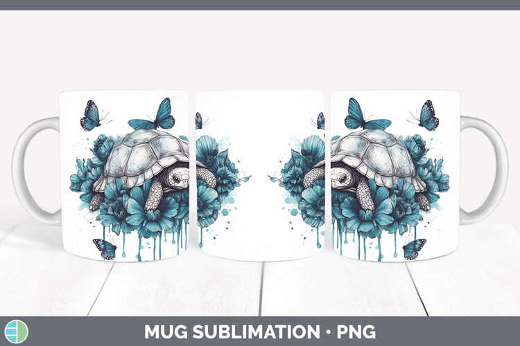 GorgeousFarm Teal Drips Mug Wrap design.