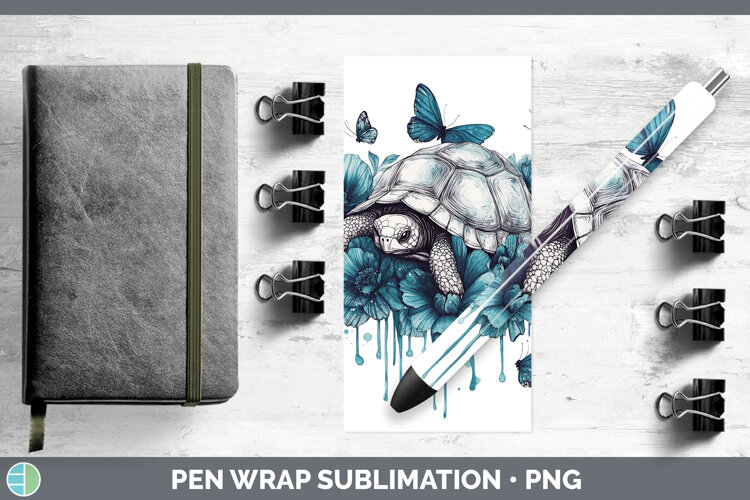 GorgeousFarm Teal Drips Pen Wrap design.