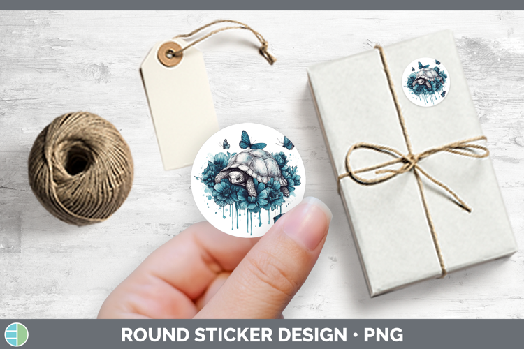 Tortoise Farm Teal Drips Stickers Design