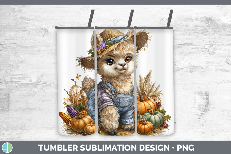 Alpaca Farm Thanksgiving Overalls Tumbler Sublimation Design