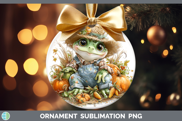Bullfrog Farm Thanksgiving Overalls Ornament Sublimation Des