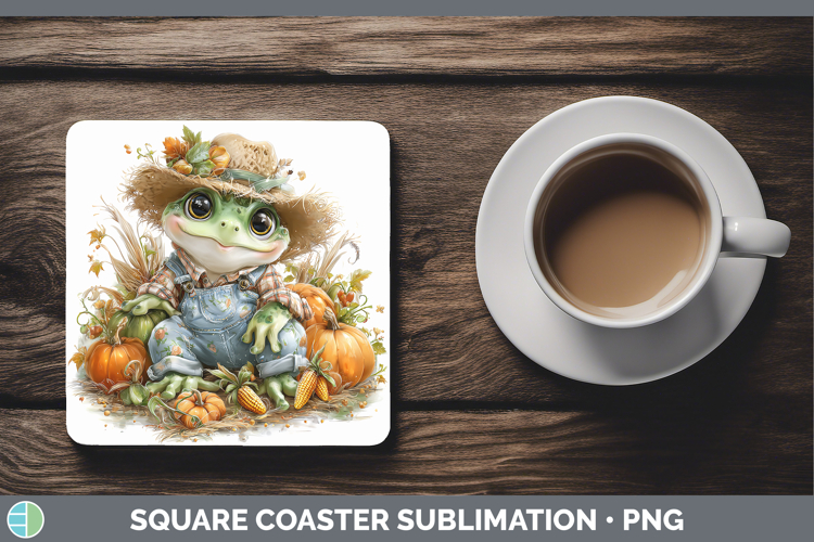 Bullfrog Farm Thanksgiving Overalls Square Coaster Sublimati