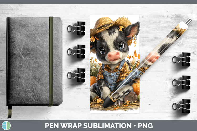 Cow Farm Thanksgiving Overalls Pen Wrap Sublimation Design