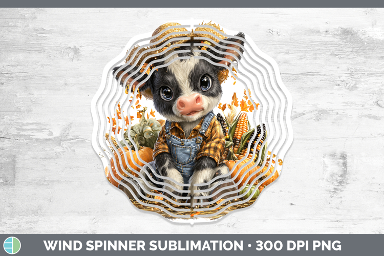 Cow Farm Thanksgiving Overalls Wind Spinner Sublimation Desi