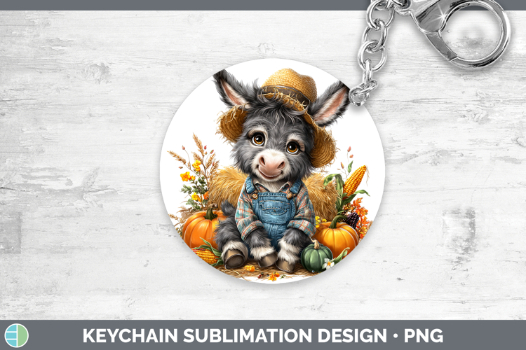 Donkey Farm Thanksgiving Overalls Keychain Sublimation Desig