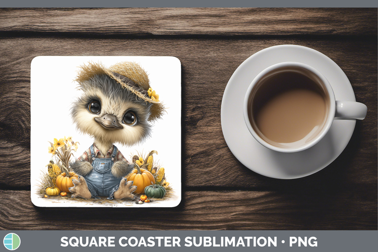 Ostrich Farm Thanksgiving Overalls Square Coaster Sublimatio