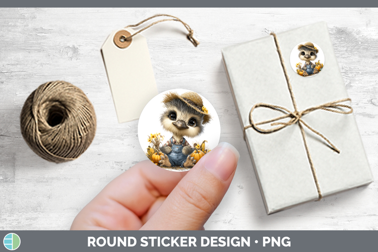 Ostrich Farm Thanksgiving Overalls Stickers Design