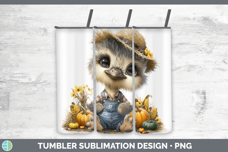 Ostrich Farm Thanksgiving Overalls Tumbler Sublimation Desig