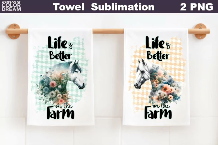 Farm Horse Towel Sublimation | Farmhouse Kitchen Towel