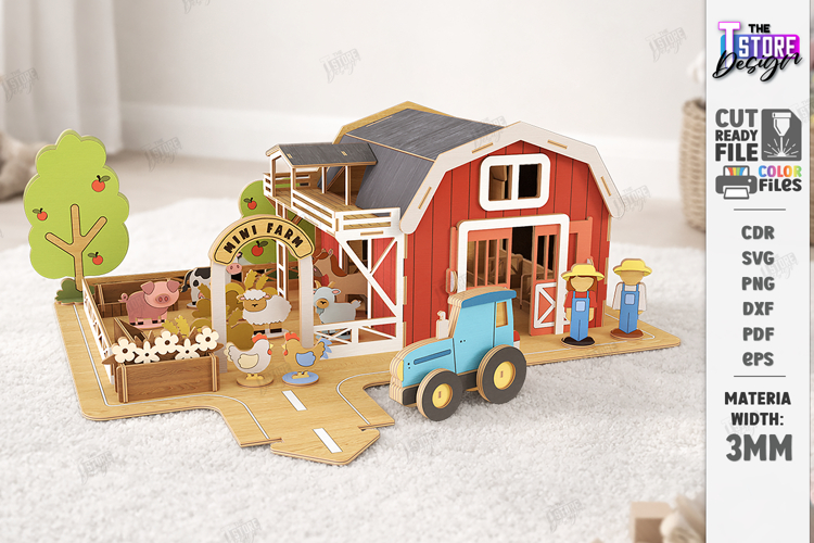 Kids Mini Farm Toy Laser Cut| Kids Laser