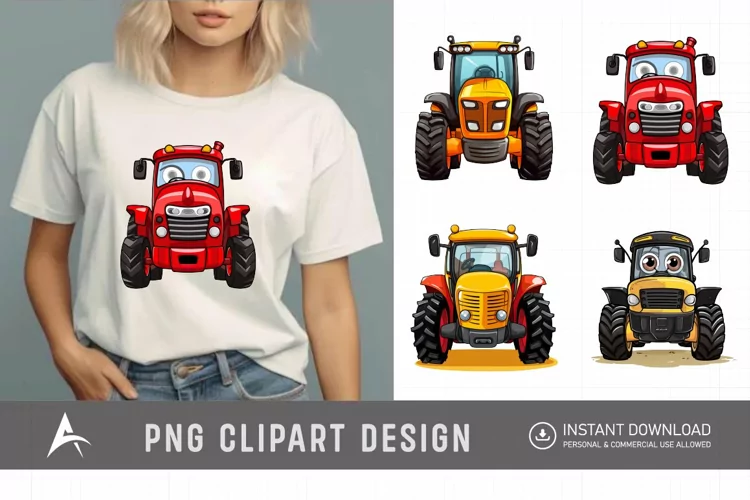 Watercolor Farm Tractor Watercolor Clipart