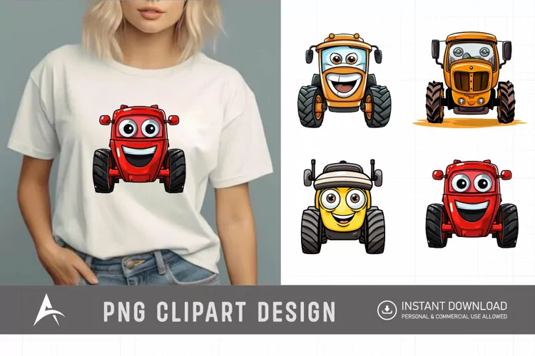 Watercolor Farm Tractor Watercolor Clipart