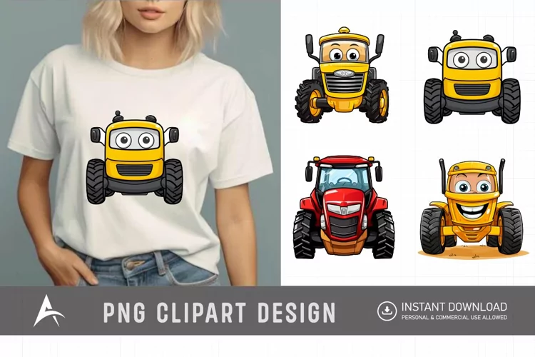 Watercolor Farm Tractor Watercolor Clipart