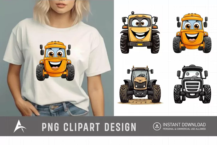 Watercolor Farm Tractor Watercolor Clipart
