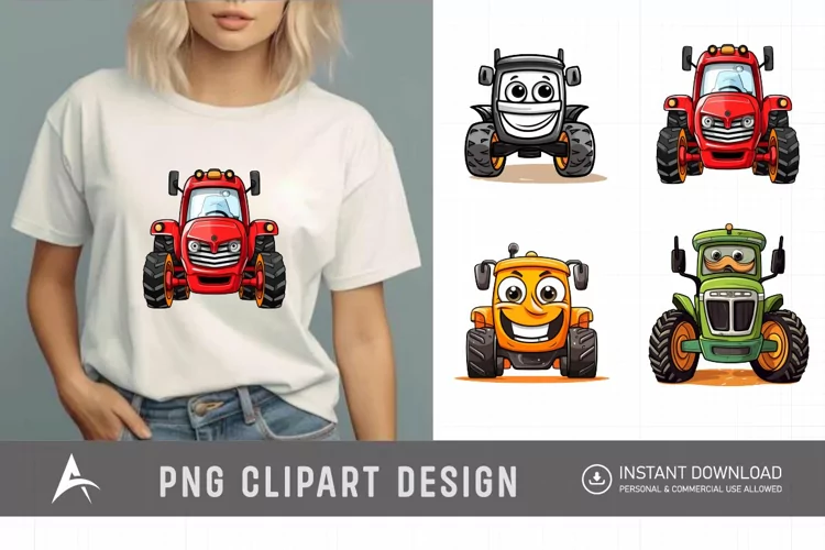 Watercolor Farm Tractor Watercolor Clipart