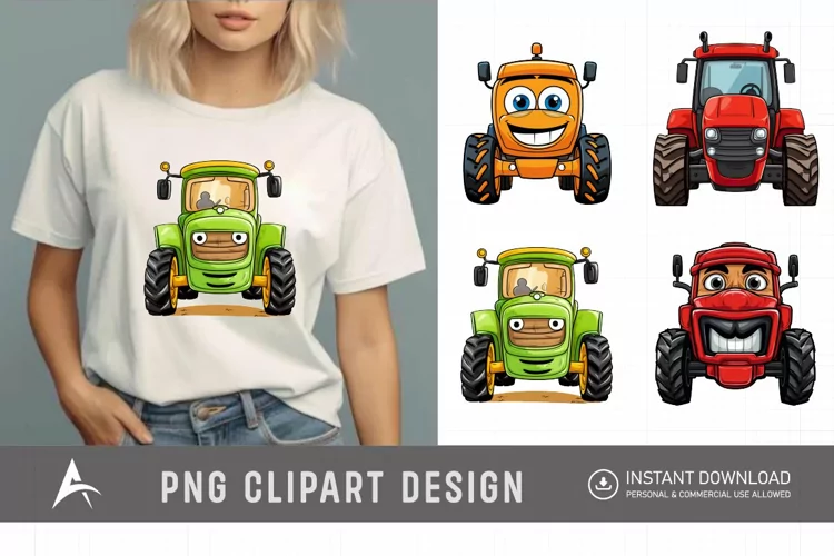 Watercolor Farm Tractor Watercolor Clipart