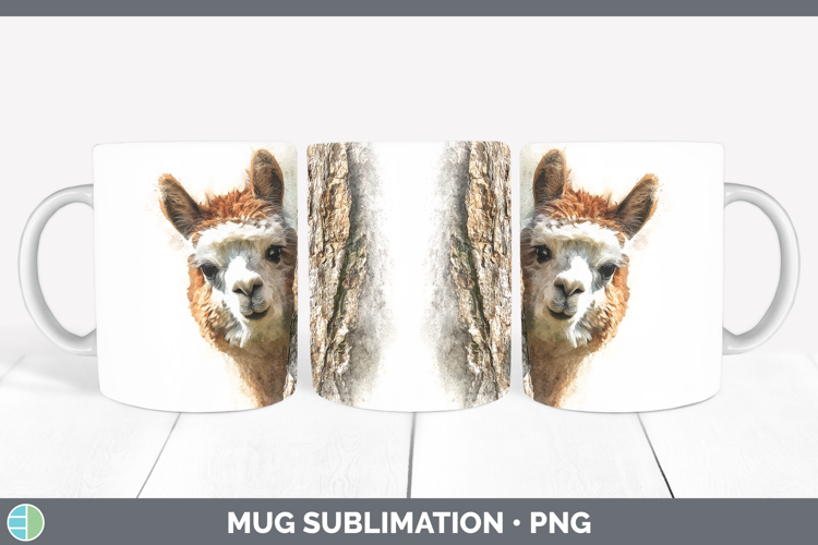 Alpaca Farm Tree Peek Mug Wrap Sublimation Design