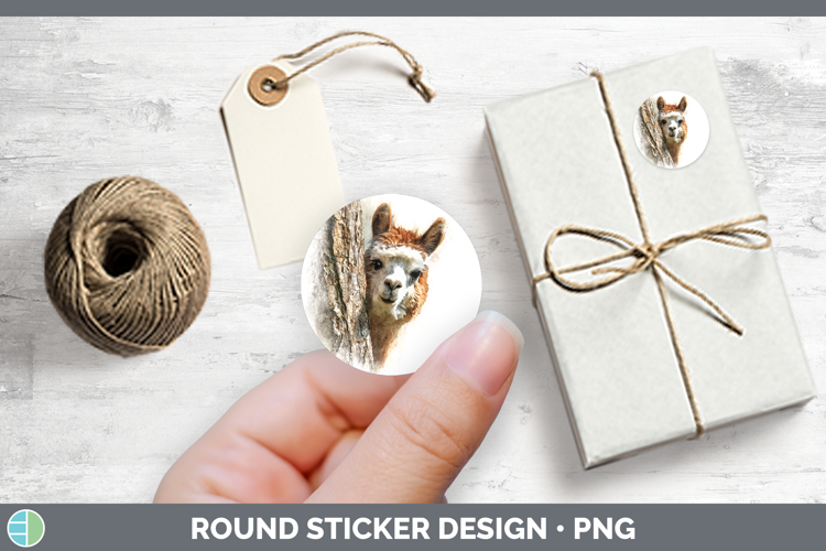 Alpaca Farm Tree Peek Stickers Design