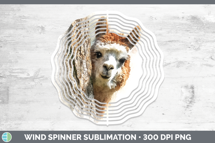 Alpaca Farm Tree Peek Wind Spinner Sublimation Design