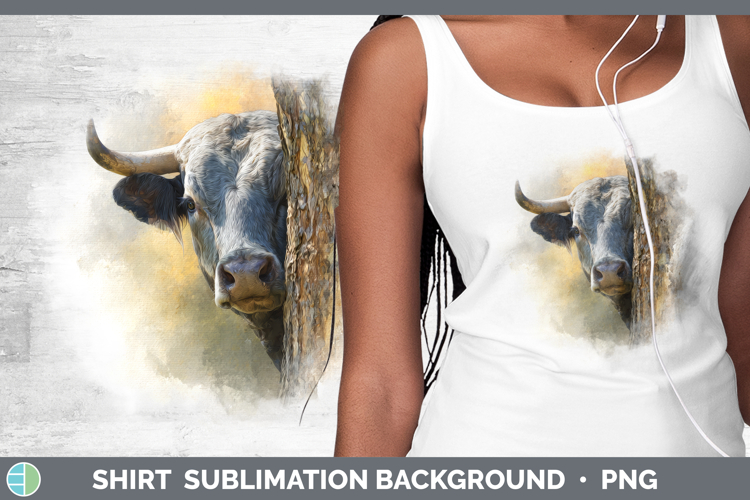 Bull Farm Tree Peek Shirt Sublimation Design