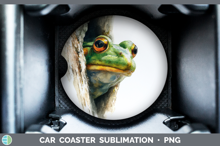 Bullfrog Farm Tree Peek Car Coaster Sublimation Design
