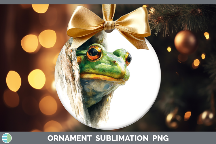 Bullfrog Farm Tree Peek Ornament Sublimation Design