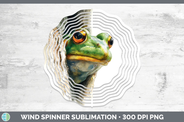 Bullfrog Farm Tree Peek Wind Spinner Sublimation Design