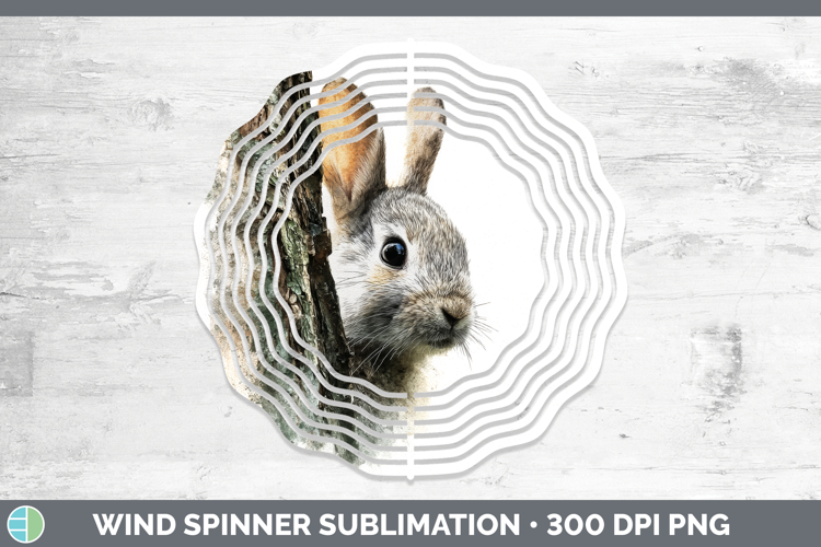 Bunny Farm Tree Peek Wind Spinner Sublimation Design