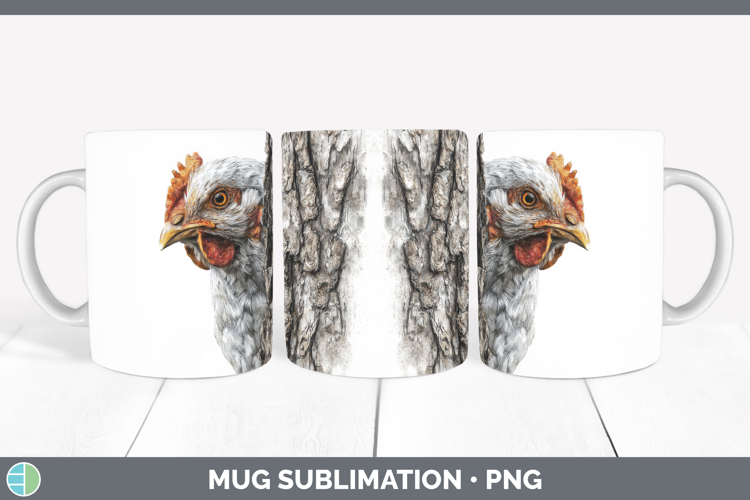 Chicken Farm Tree Peek Mug Wrap Sublimation Design