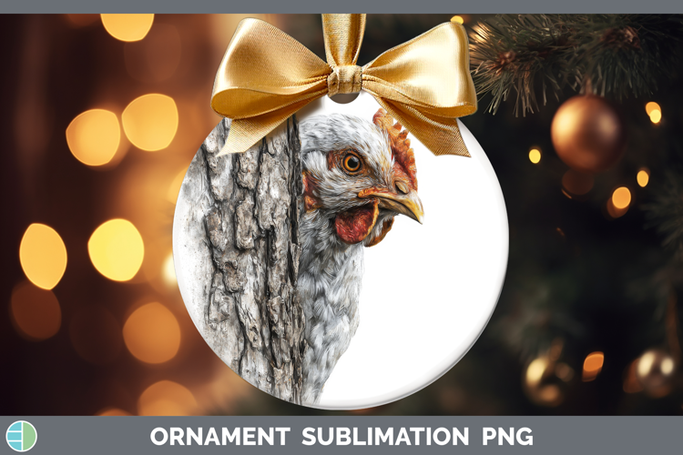Chicken Farm Tree Peek Ornament Sublimation Design