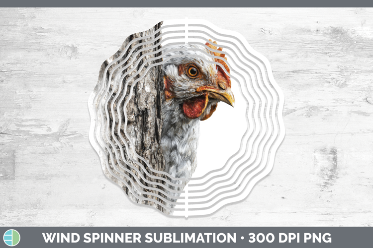 Chicken Farm Tree Peek Wind Spinner Sublimation Design