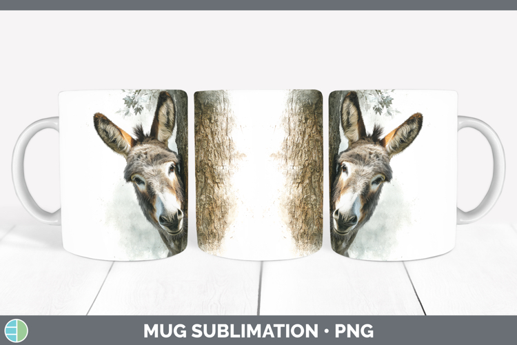 Donkey Farm Tree Peek Mug Wrap Sublimation Design