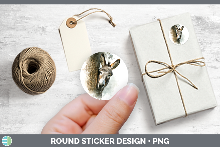 Donkey Farm Tree Peek Stickers Design