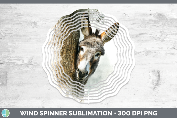 Donkey Farm Tree Peek Wind Spinner Sublimation Design