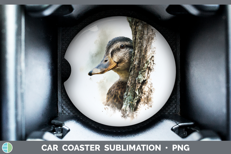 Duck Farm Tree Peek Car Coaster Sublimation Design