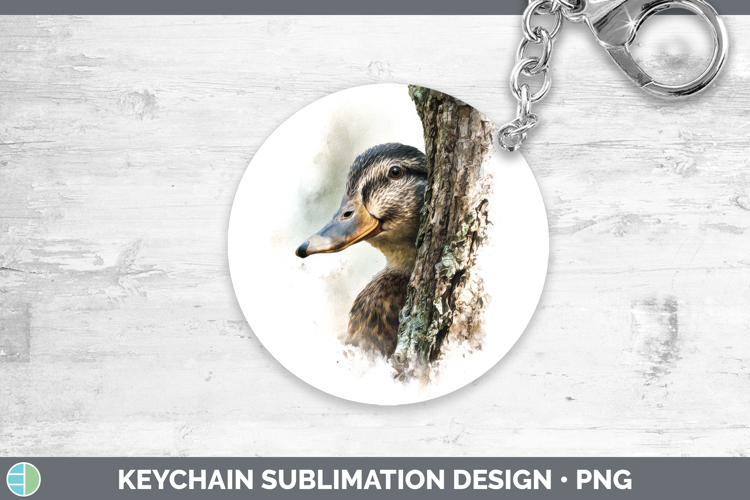 Duck Farm Tree Peek Keychain Sublimation Design